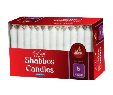 European Shabbos Candles - 5 Hour - 72 Pack