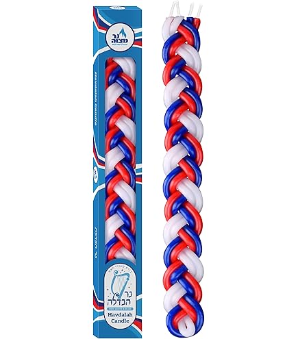 Havdalah Candle - Red, Blue & White (#20082)