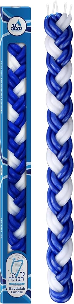 Havdalah Candle - Extra Long - Blue & White (#20083)