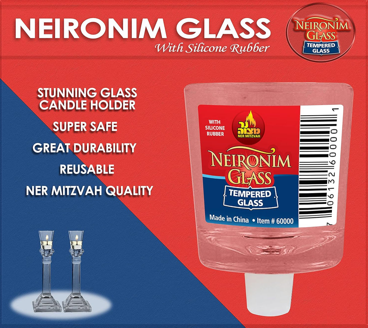 Neironim Glass Candle Holder with Silicone Rubber Holder