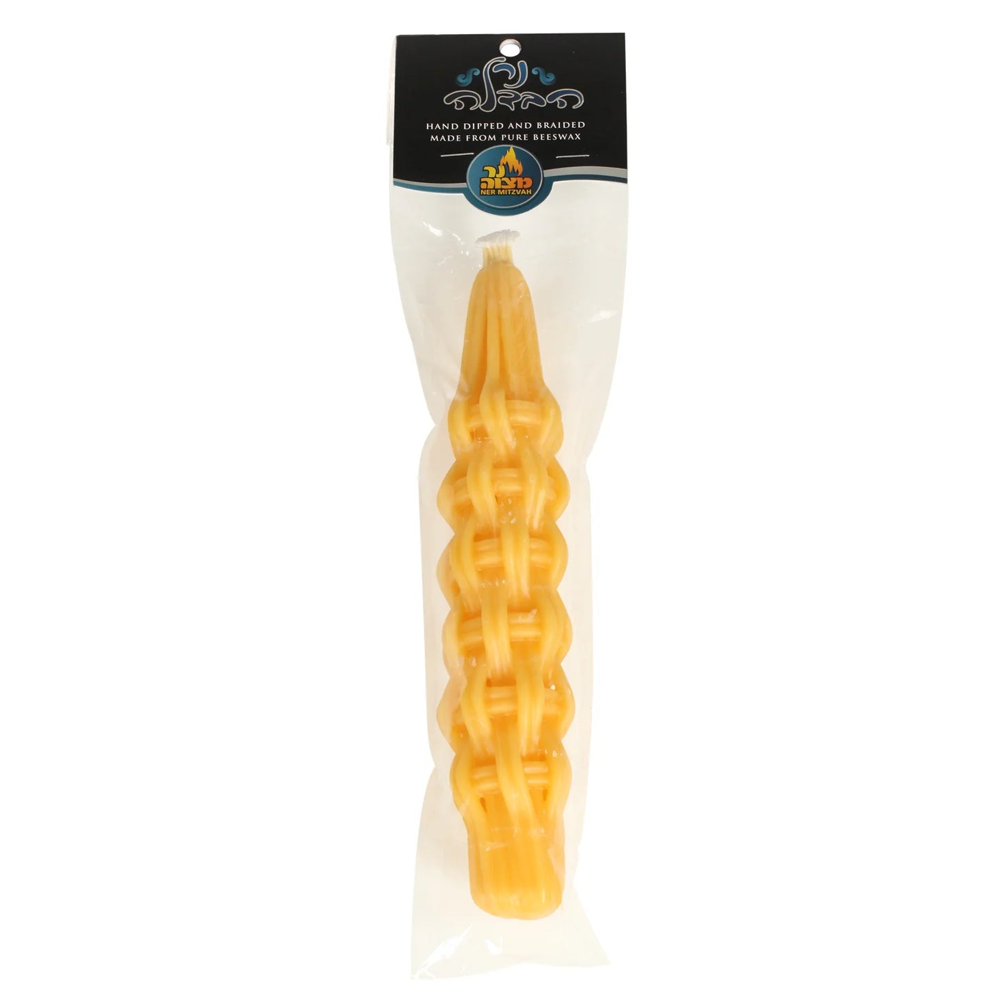 Beeswax Havdalah Candle - Round Interwoven (#20012)