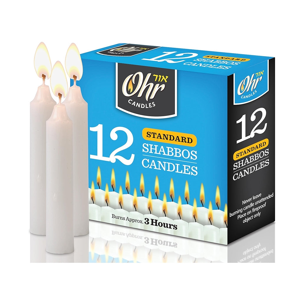 Ohr Standard Shabbos Candles - 3 Hour - 12 Pack