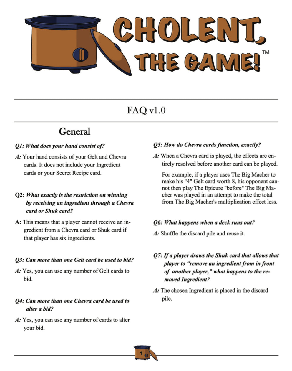 Cholent, The Game!