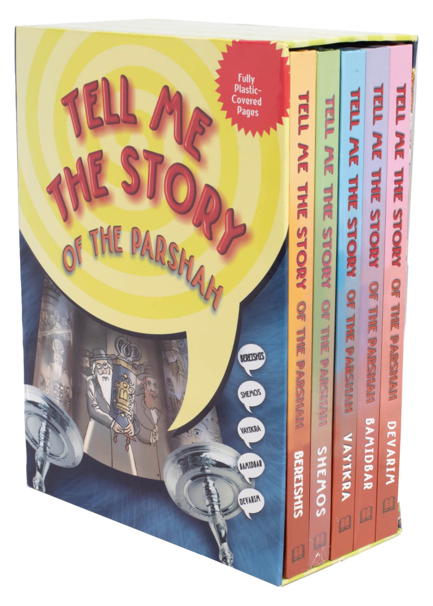 Tell Me the Story of the Parshah - Plastic Covered Pages - 5 Volume Slipcase Set