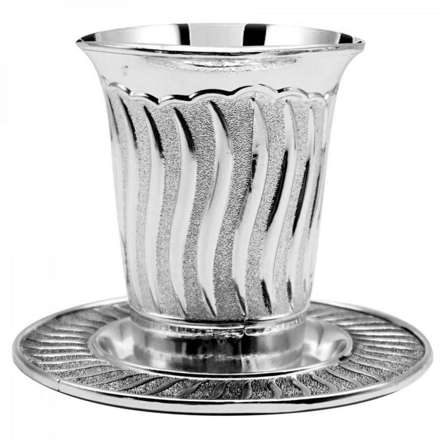 Kiddush Cup with Tray - Nickel Plated (#12487)