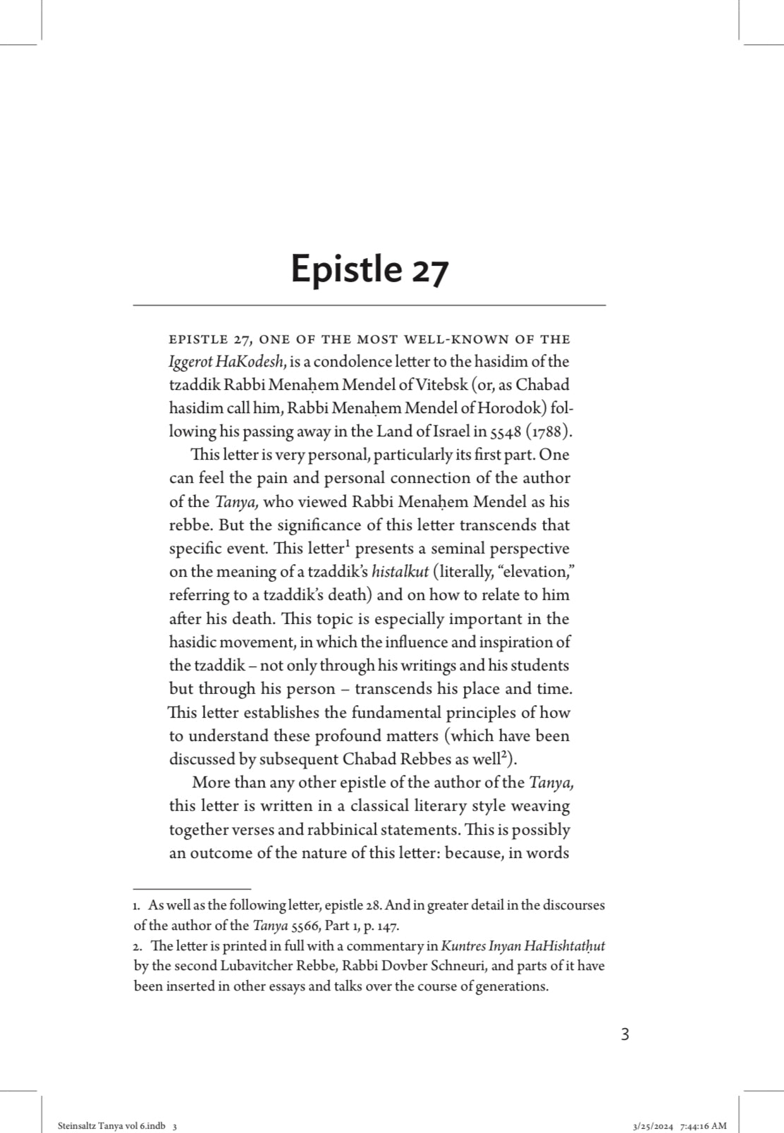 The Steinsaltz Tanya - Volume 6 (Iggeret Hakodesh 27-32 and Kuntres Aharon)