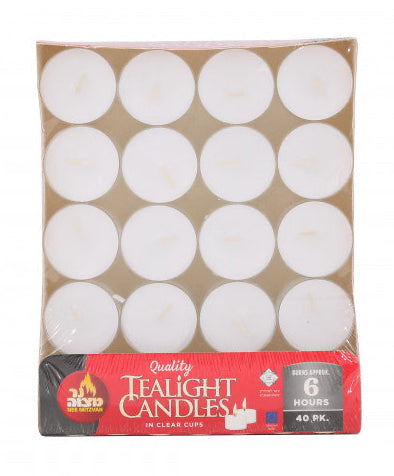 Tealight Candles in Clear Cups - 6 Hour - 40 Pack