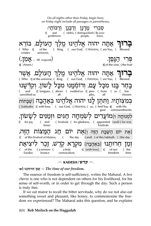 Haggadah Shel Pesach Be'er HaChaim: Reb Meilech on the Haggadah