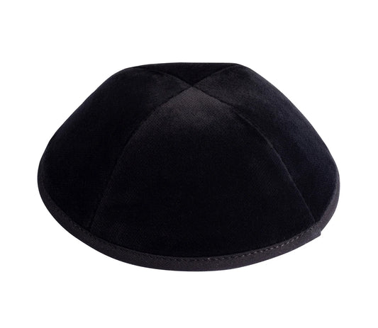iKIPPAH Black Velvet 4-Part Yarmulke with Rim